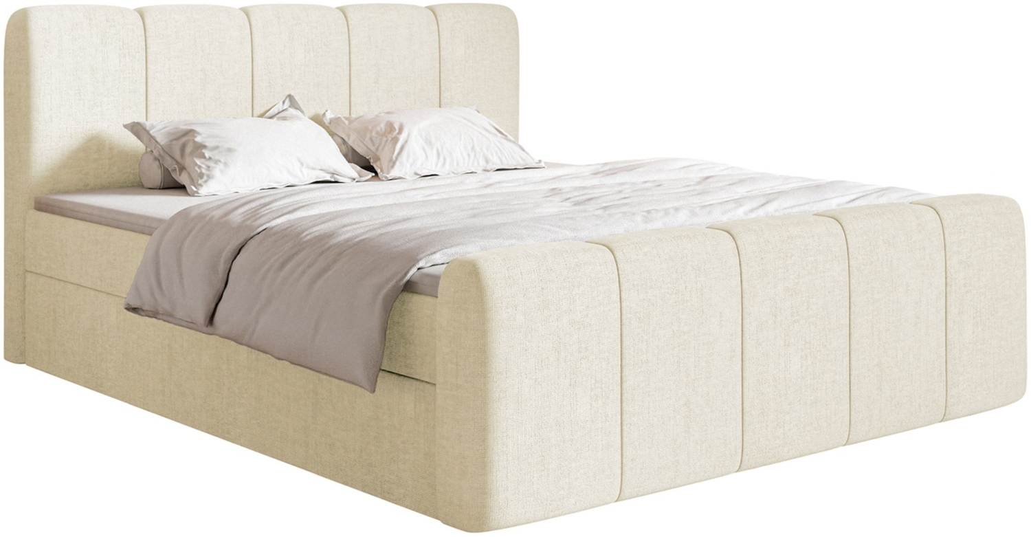 Selsey 'Cloudy II' Boxspringbett mit Bettkästen und Topper Chenille Creme, 200x200 cm Bild 1