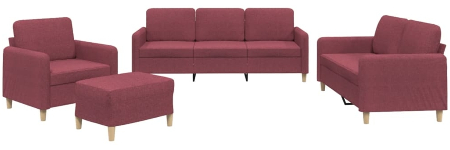 vidaXL 4-tlg. Sofagarnitur mit Kissen Weinrot Stoff 3202068 Bild 1