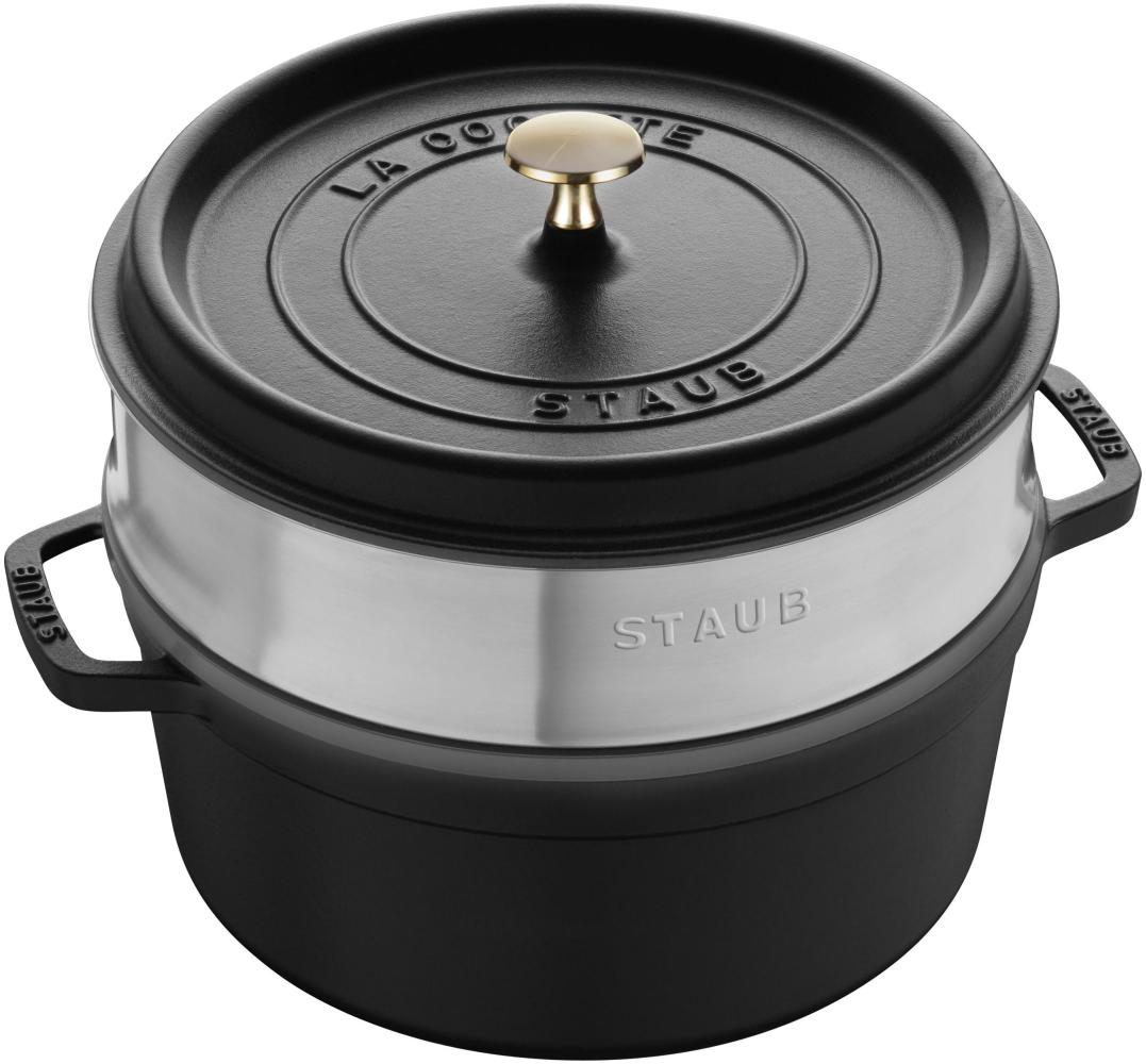 Staub La Cocotte Cocotte mit Dämpfeinsatz 26 cm, rund, Schwarz, Gusseisen Bild 1