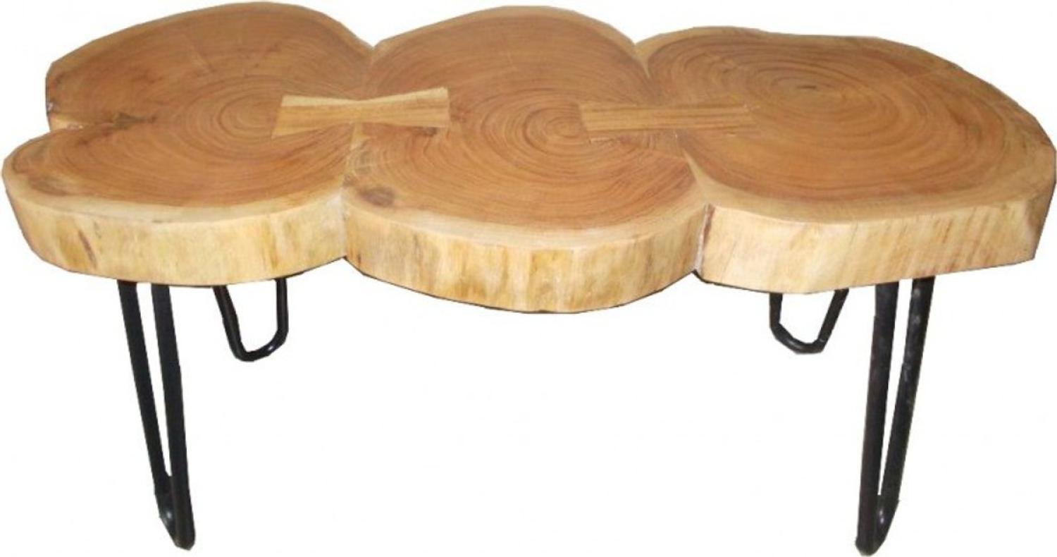 Casa Padrino Beistelltisch Akazien Holz / Eisen 80 - 120 cm - Industrial Möbel Hocker Tisch Bild 1