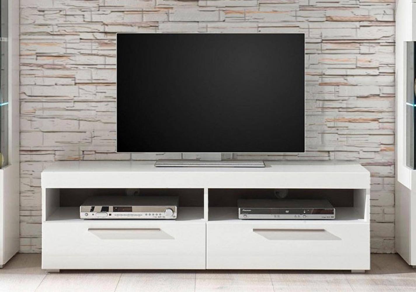 Lowboard "Gela" TV-Unterschrank 142cm weiß Front MDF Hochglanz Bild 1