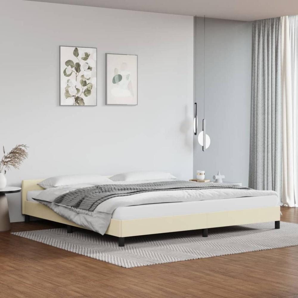 vidaXL Bettgestell mit Kopfteil ohne Matratze Creme 200x200 cm 347521 Bild 1