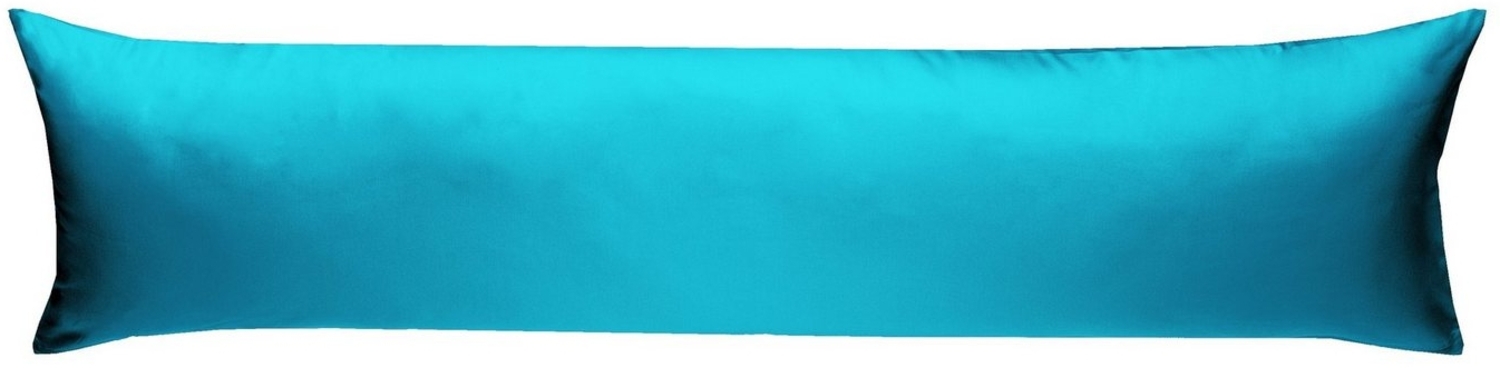 Mako-Satin Seitenschläferkissen Bezug uni / einfarbig türkis 40x145 cm von Bettwaesche-mit-Stil Bild 1