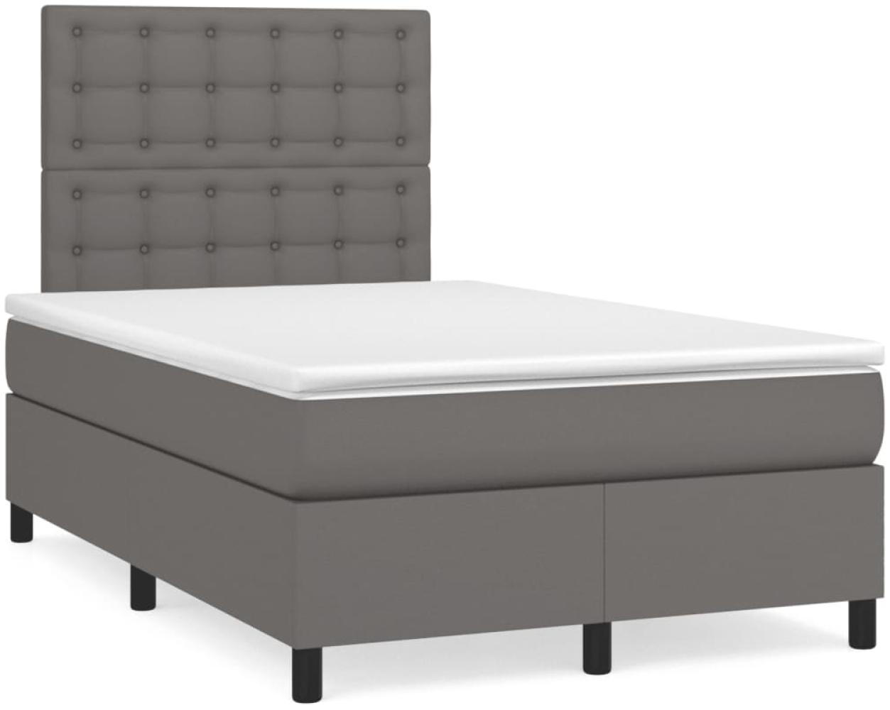 vidaXL Boxspringbett mit Matratze Grau 120x190 cm Kunstleder 3269981 Bild 1