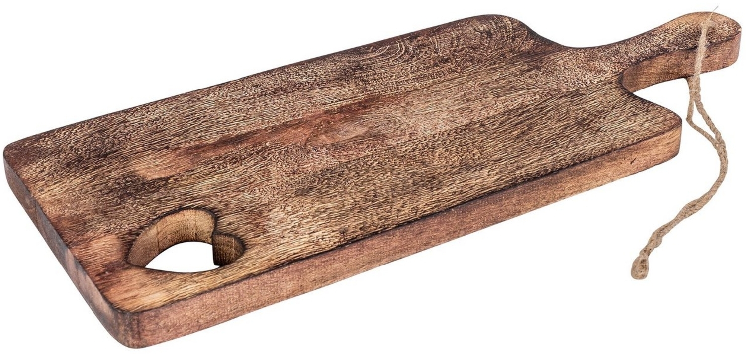 Levandeo® Schneidebrett, Schneidebrett Griff Holz Herz 50cm Deko Brettchen Mangoholz Bild 1