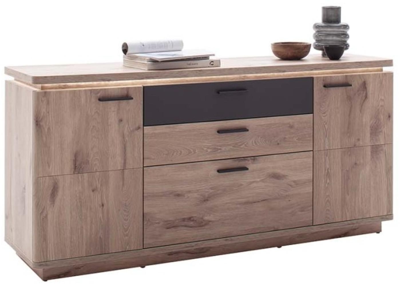 Sideboard Modena - Viking Oak / Anthrazit - mit LED-Oberbodenbeleuchtung Bild 1