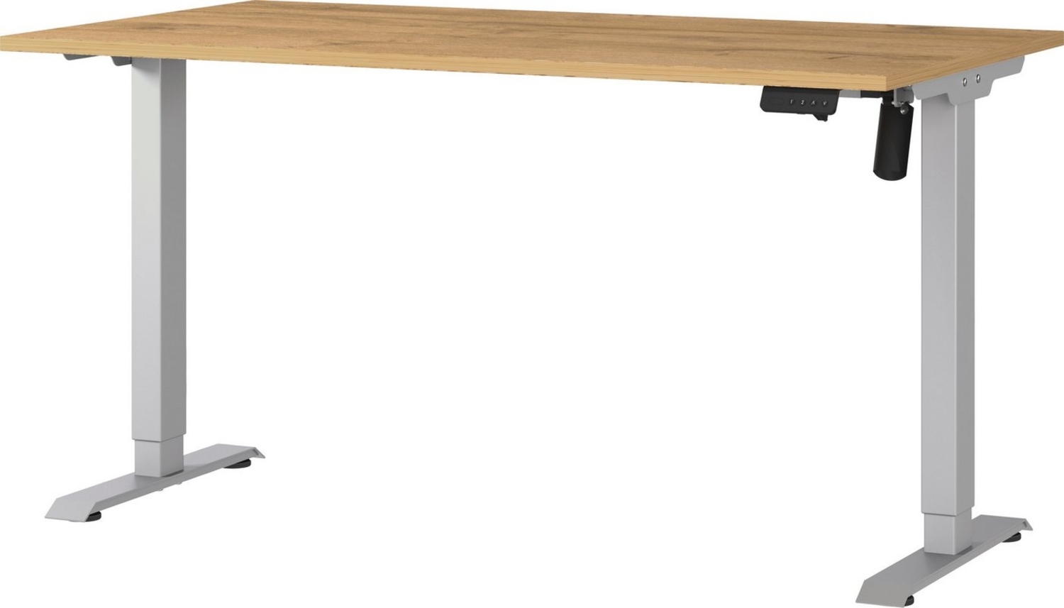 Germania Schreibtisch 8023-638, in Grandson-Eiche-Nb./Silber, elektr. höhenverstellbar, 140 x 119 x 80 cm (BxHxT) Bild 1