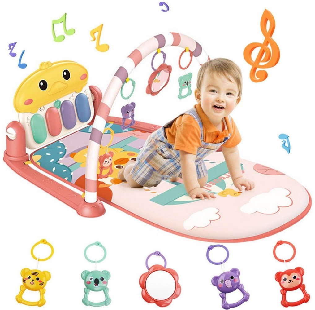 Krabbeldecke Baby-Spielmatte mit Musik, Licht, Klavier und abnehmbaren Spielzeugen, ZEUOPQ, Fördert motorische und kognitive Fähigkeiten, tragbar, ideal für Babys Bild 1