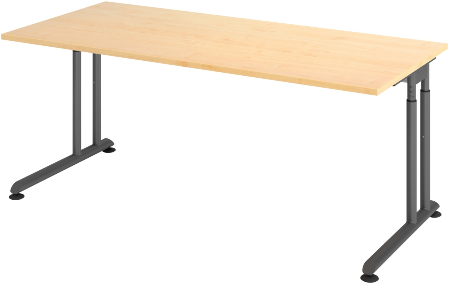 bümö höhenverstellbarer Schreibtisch Z-Serie 180x80 cm in Ahorn, Gestell in Graphit - großer PC Tisch für's Büro manuell höhenverstellbar, Computertisch verstellbar, ZS-19-3-G Bild 1