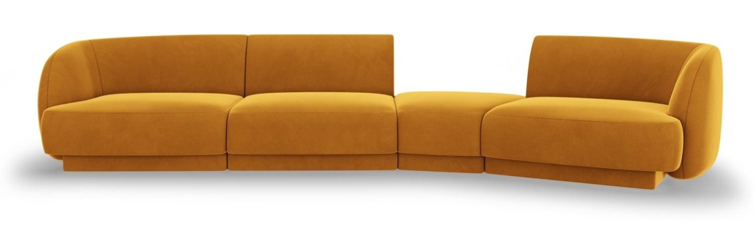 Micadoni Modulares Sofa Miley 4-Sitzer Rechts Samtstoff Gelb Bild 1