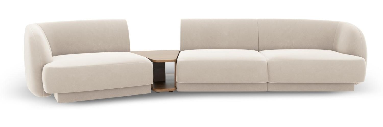 Micadoni Modulares Sofa Miley 3-Sitzer Links Samtstoff Helles Beige Bild 1