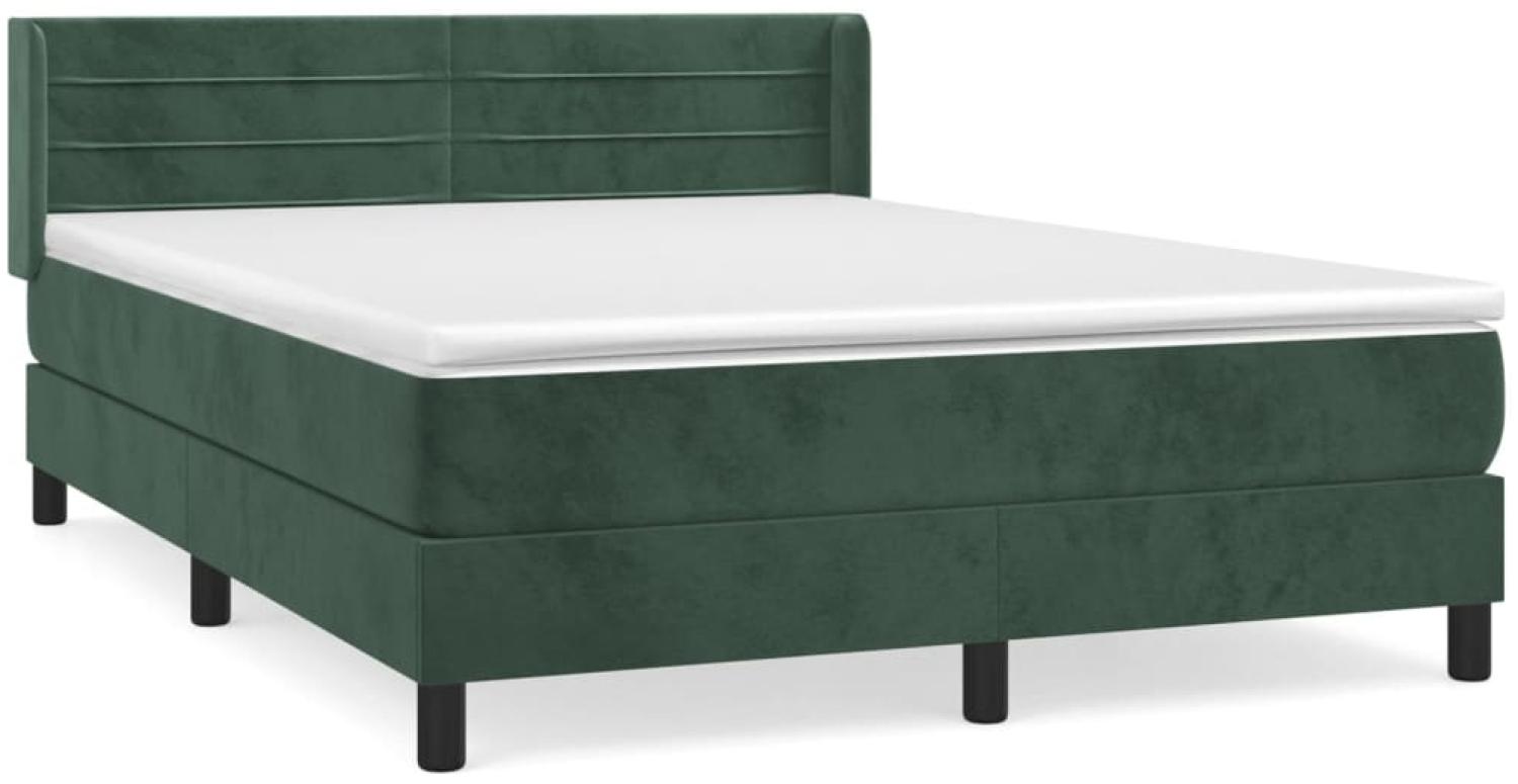 vidaXL Boxspringbett mit Matratze Dunkelgrün 140x190 cm Samt 3131018 Bild 1