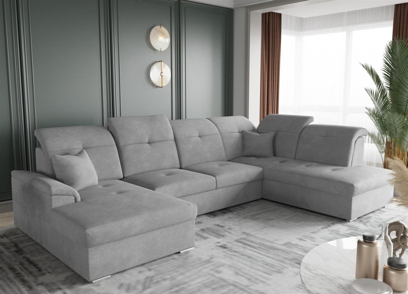 Wohnlandschaft Schlafsofa FREJA Stoff Brooklyn Betongrau Langer Schenkel Rechts Bild 1