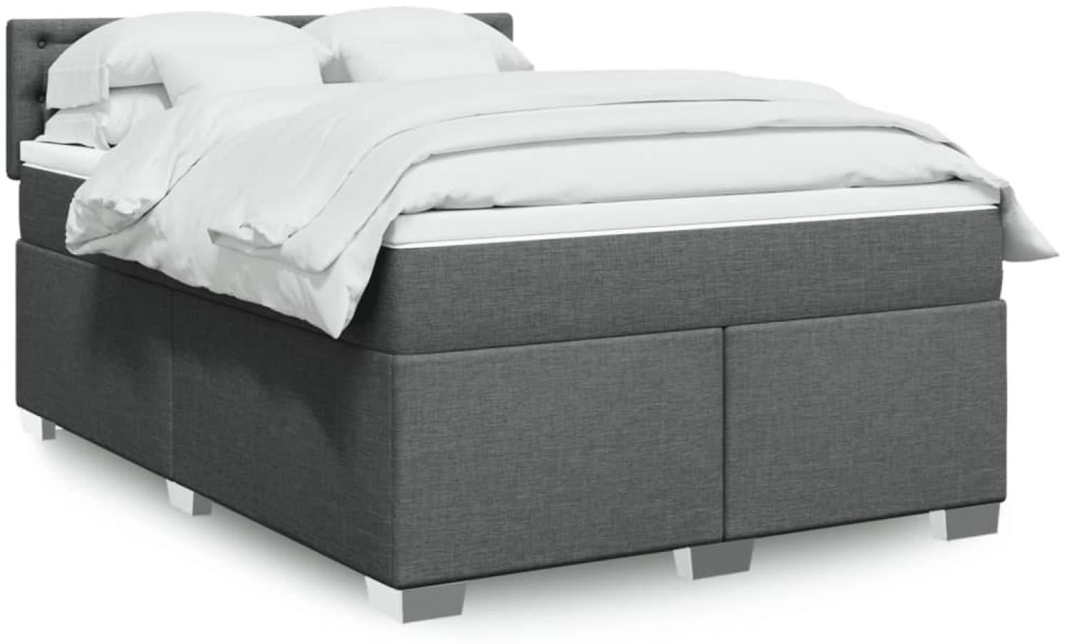 vidaXL Boxspringbett mit Matratze Dunkelgrau 140x200 cm Stoff 3288226 Bild 1