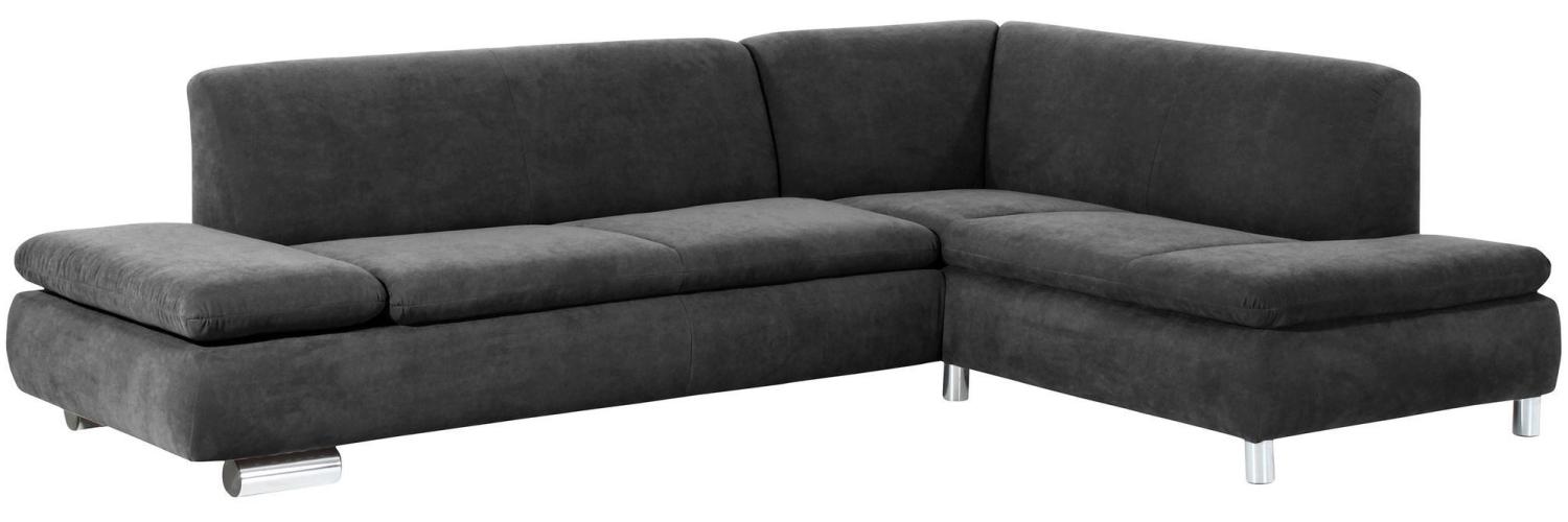 Ecksofa mit Ottomane rechts Kaye Bezug Veloursstoff Metallfuß verchromt / anthrazit 23100 Bild 1