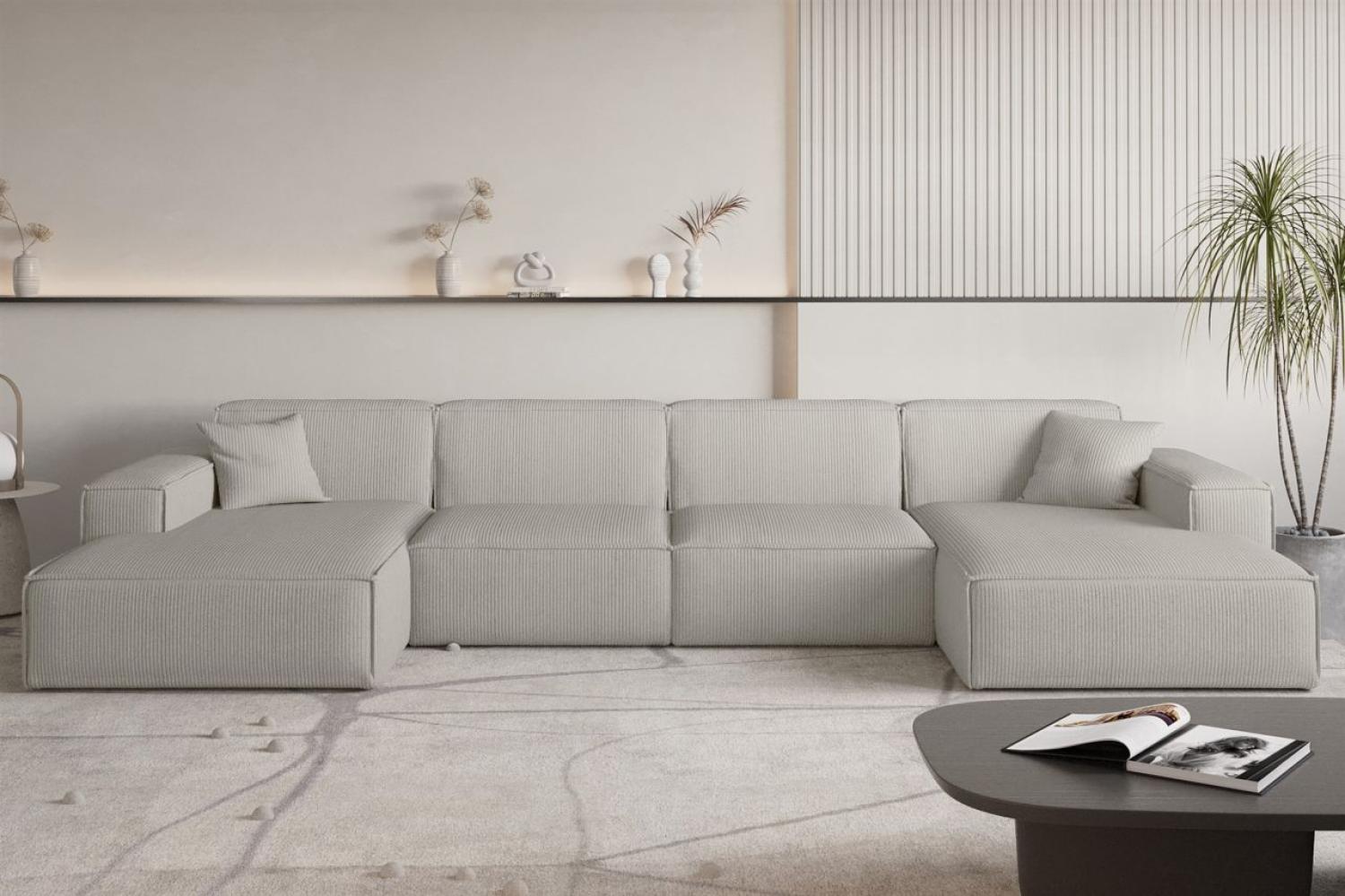 Wohnlandschaft Sofa U-Form CELES PREMIUM in Stoff Scala Sandgrau Bild 1