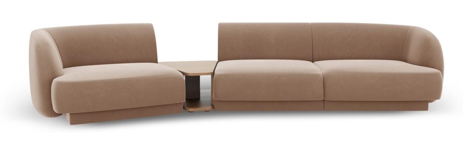 Micadoni Modulares Sofa Miley 3-Sitzer Links Samtstoff Cappuccino Bild 1