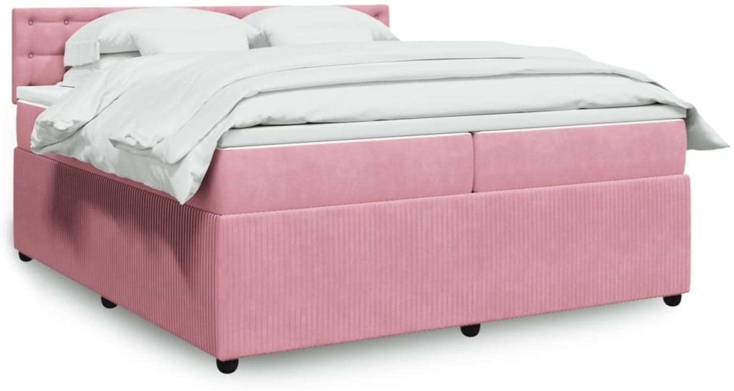 vidaXL Boxspringbett mit Matratze Rosa 200x200 cm Samt 3290147 Bild 1