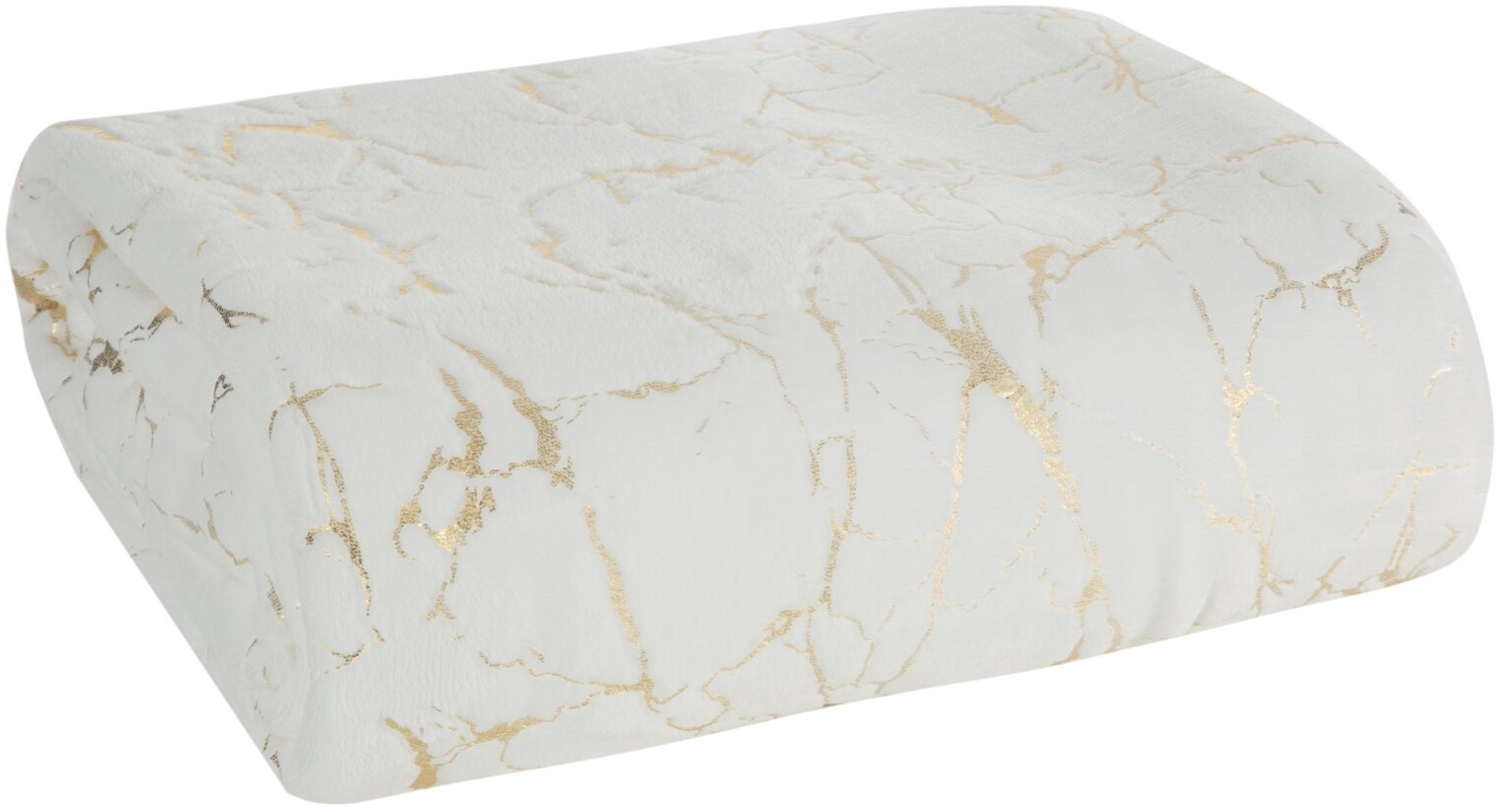 Wohndecke mit goldenem Marmormuster Glamour GLAMO 150x200 cm weiß gold Bild 1