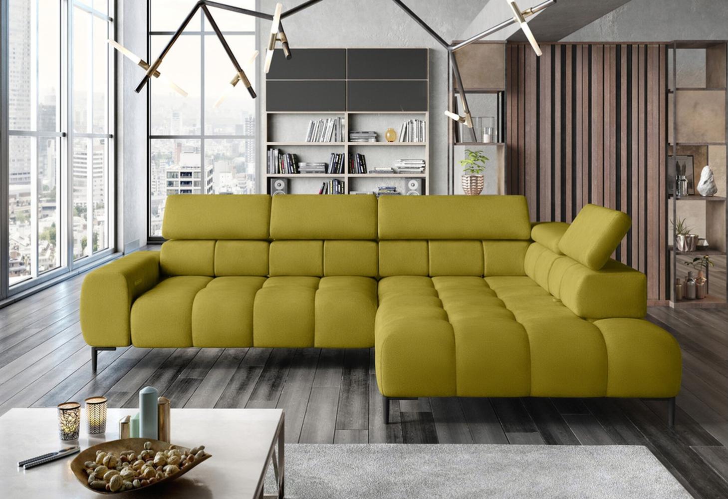 Stylefy Plazetti Ecksofa Struktur JAZZ Rechts Gelb Bild 1