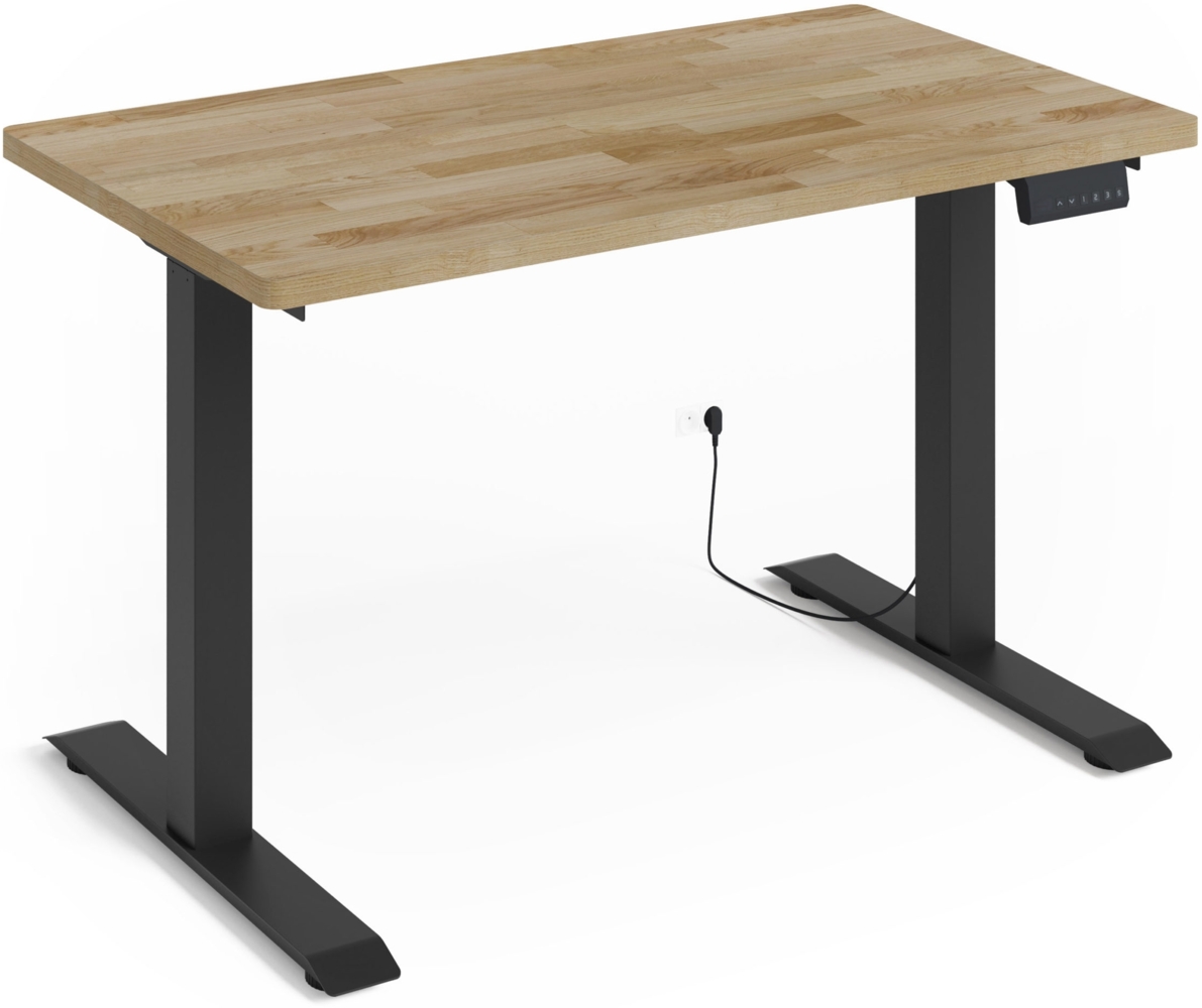 Höhenverstellbarer Schreibtisch BIM Natural Desk Eichenfurnier 120x65x3 schwarz/Eiche Bild 1