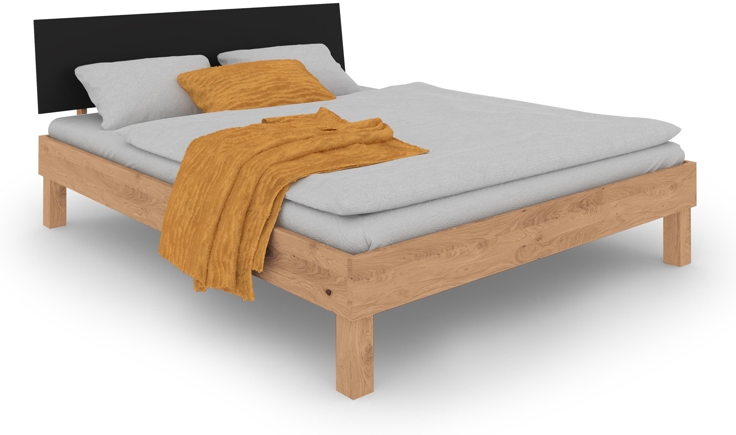 Bett Zigo 80 x 200 cm Wildeiche MDF Bianco Schwarz Bild 1