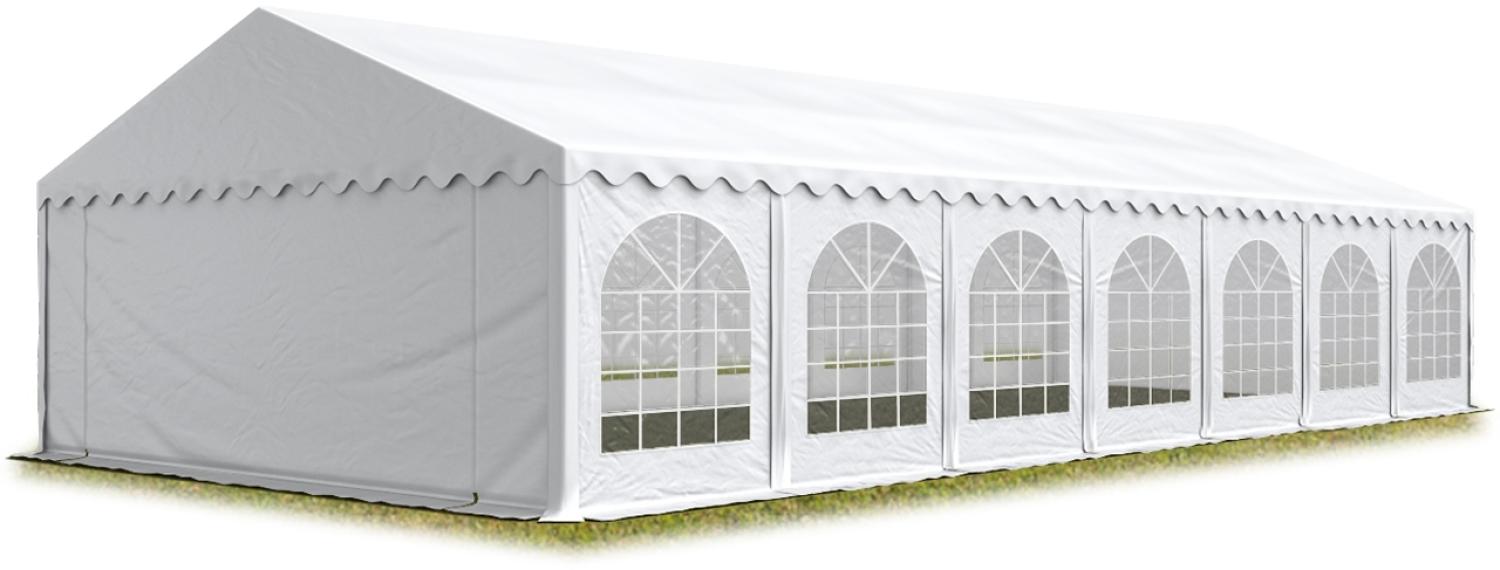 TOOLPORT Festzelt Partyzelt 6x14 m PREMIUM, hochwertige PVC Plane 750 N in weiß 100% wasserdicht mit Bodenrahmen Bild 1