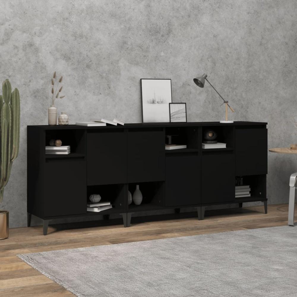 vidaXL Sideboards 3 Stk. Schwarz 60x35x70 cm Holzwerkstoff 3185744 Bild 1