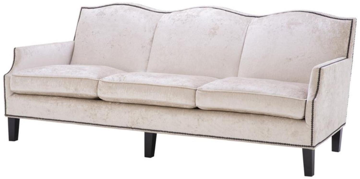 Casa Padrino Luxus Wohnzimmer Sofa Creme / Schwarz 220 x 98 x H. 90 cm Bild 1