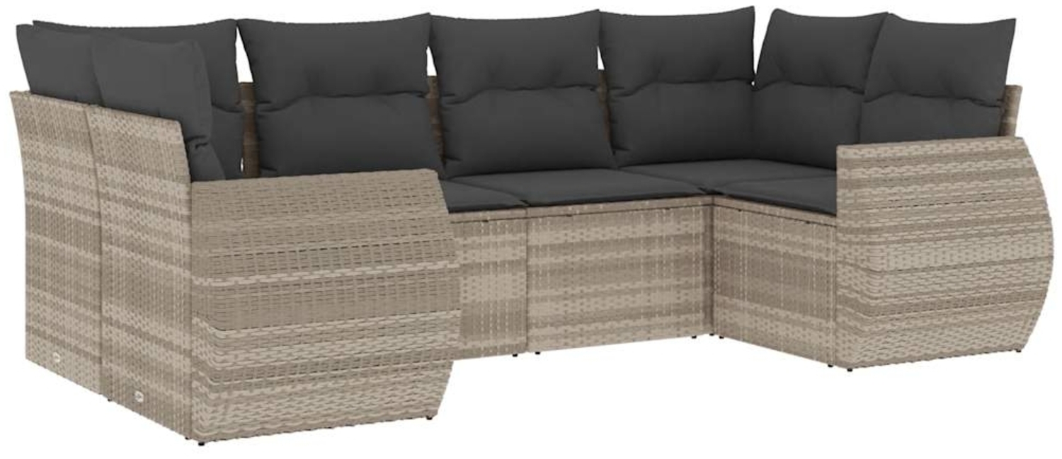 vidaXL 6-tlg. Garten-Sofagarnitur mit Kissen Hellgrau Poly Rattan 3221781 Bild 1