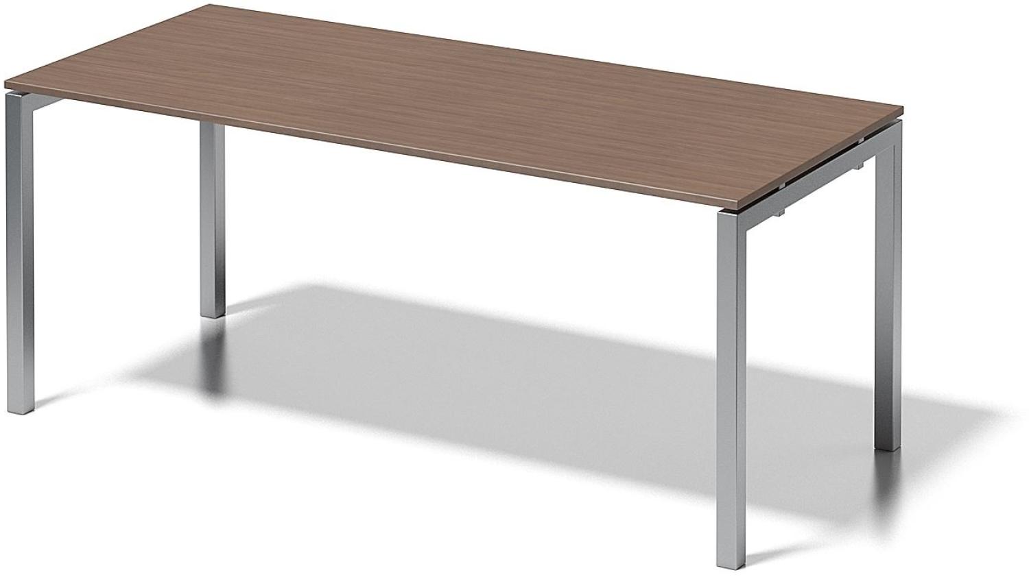 Cito Schreibtisch, 740 mm höhenfixes U-Gestell, H 19 x B 1800 x T 800 mm, Dekor nußbaum, Gestell silber Bild 1