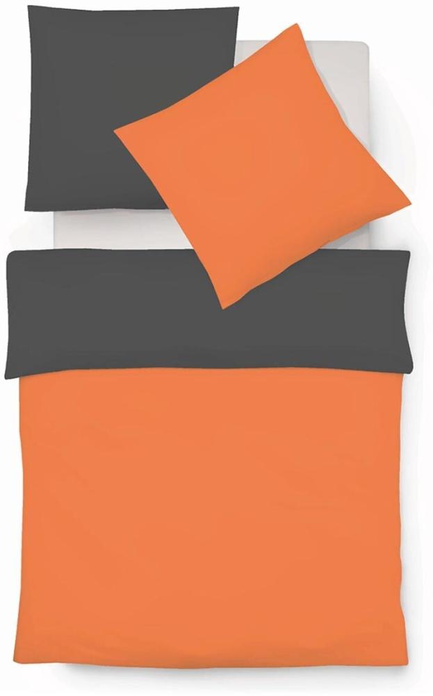 Fleuresse Halbleinen Wendebettwäsche Provence W Verviers | 240x220 cm + 2 x 80 x 80 cm | orange-schiefer Bild 1