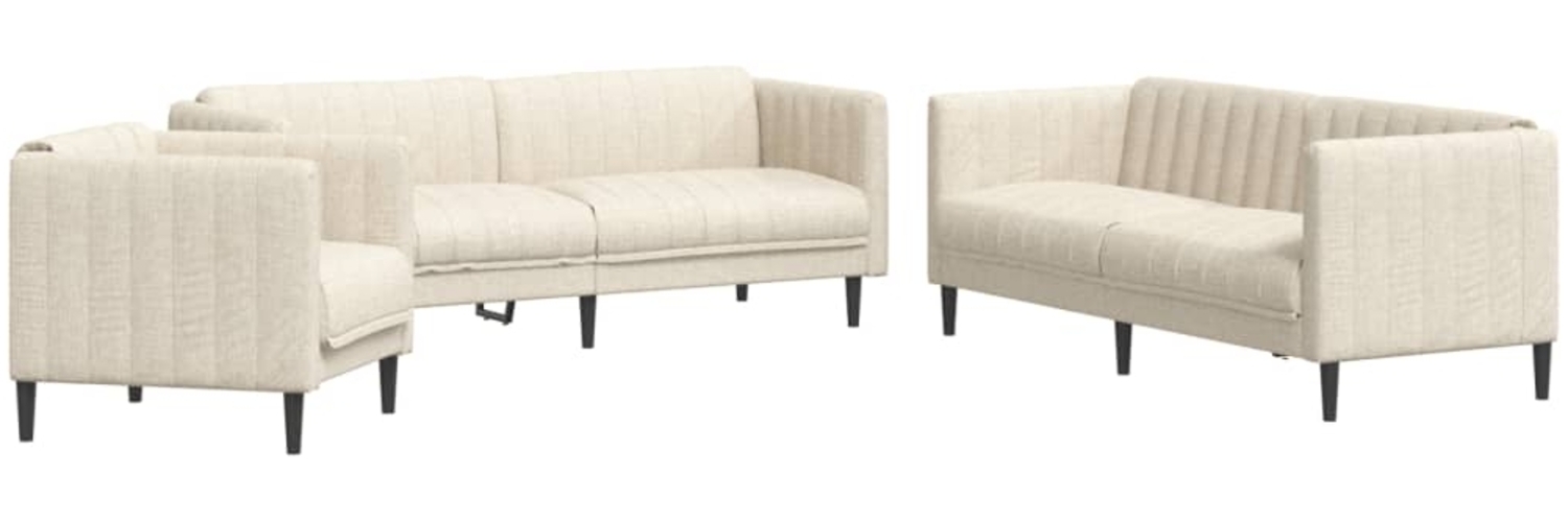 vidaXL 3-tlg. Sofagarnitur Creme Stoff 3209236 Bild 1