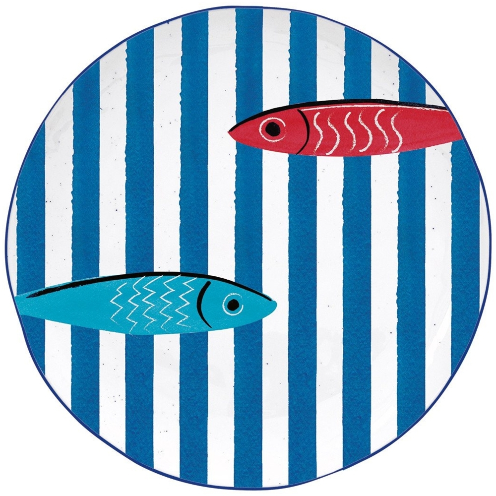 EasyLife Speiseteller Sardines Party, Spülmaschinengeeignet, Mehrfarbig, Motiv: Fische Bild 1