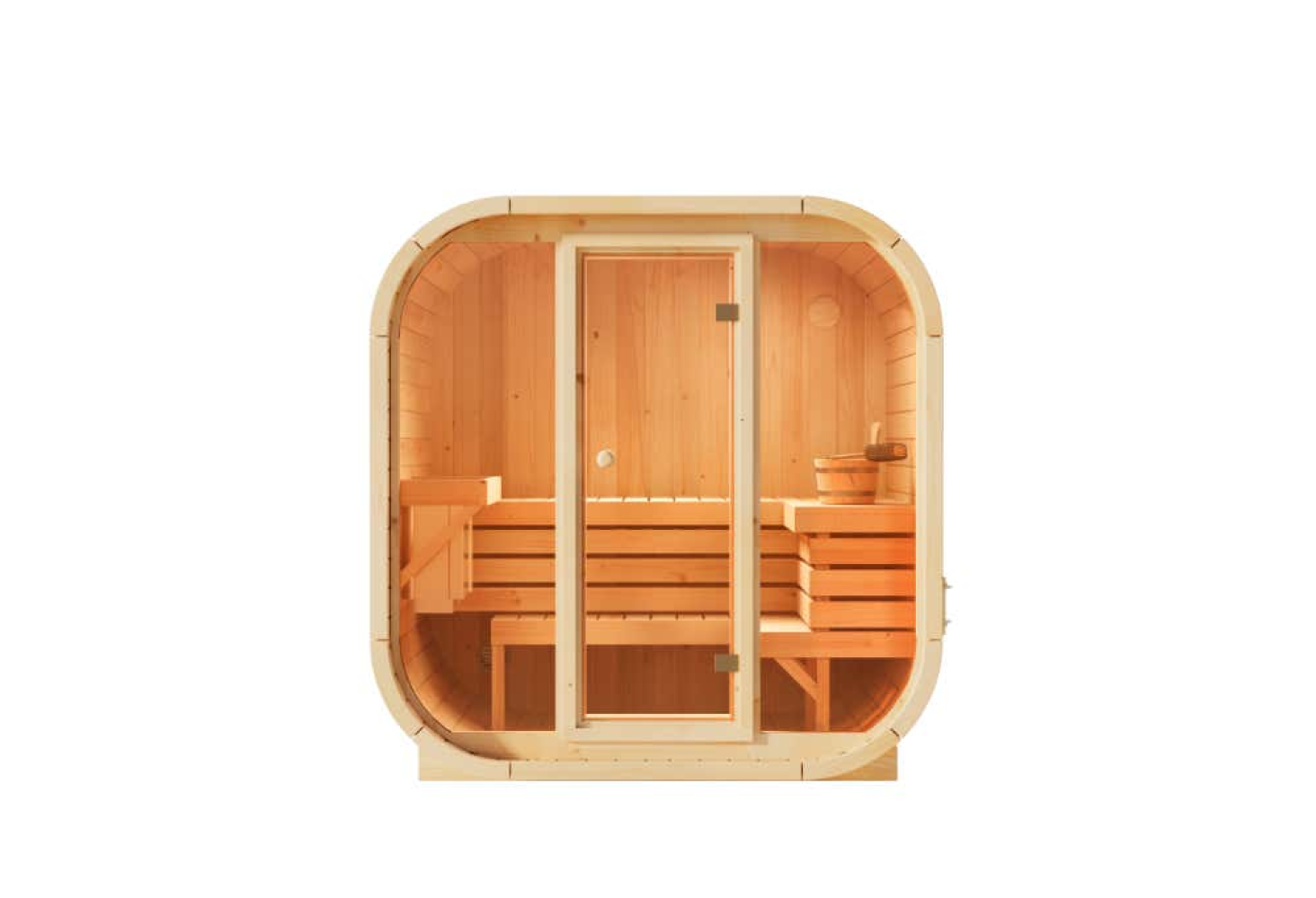 FinnTherm Innensauna Ellipso M Innensauna 1 Sitzbänke aus Holz Saunakabine mit 42 mm Wandstärke Dampfsauna mit Montagematerial Bild 1