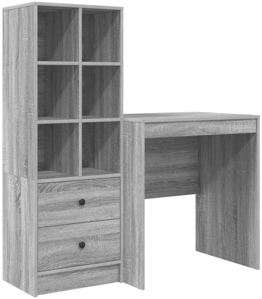 vidaXL Schreibtisch mit Stauraum 2 pcs Grau Sonoma Holzwerkstoff 3337350 Bild 1