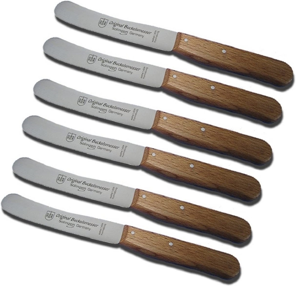 Neustanlo | Buckels Messer Buche 6 x Frühstücksmesser / Griffe Buchenholz Bild 1