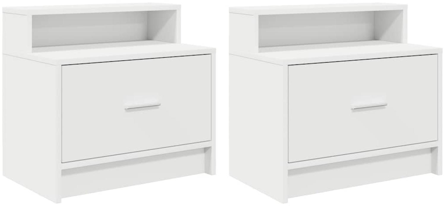 vidaXL Nachttische mit Schublade 2 Stk. Weiß 51x31x47 cm 858669 Bild 1