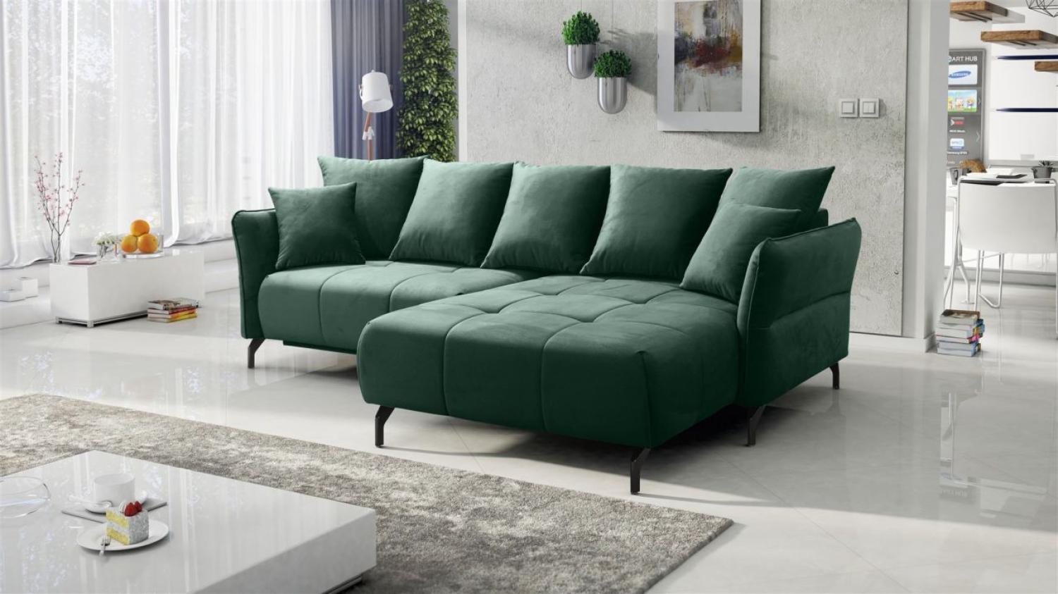 Ecksofa Schlafsofa Sofa SADIE Stoff Element Dunkelgrün Ottomane Rechts Bild 1