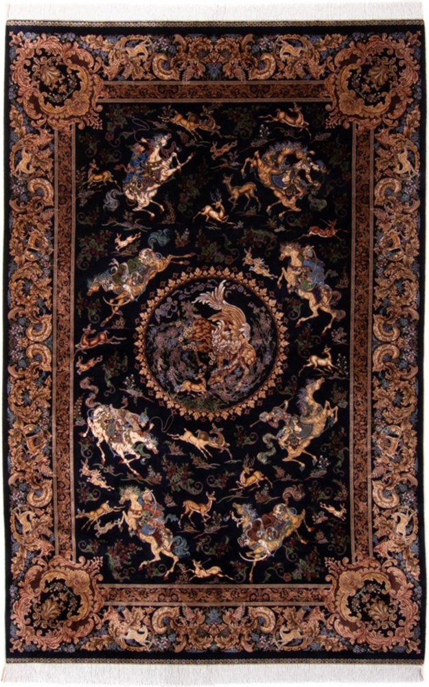 Morgenland Perserteppich - Ghom - 230x150 cm - dunkelblau Bild 1