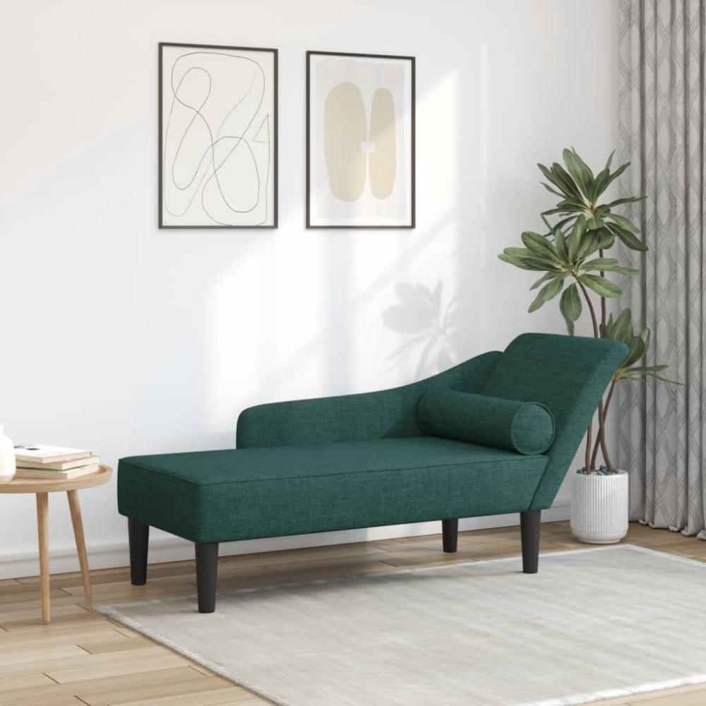 vidaXL Chaiselongue mit Kissen Dunkelgrün Stoff Bild 1