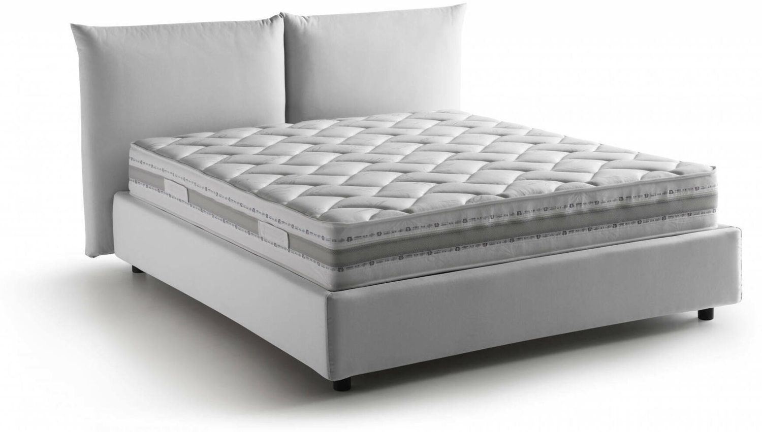 Dmora Arpino-Doppelbett, Bettkasten mit Stoffbezug, 100 % Made in Italy, Öffnung vorne, inklusive Matratze 160 x 190 cm, Weiß Bild 1