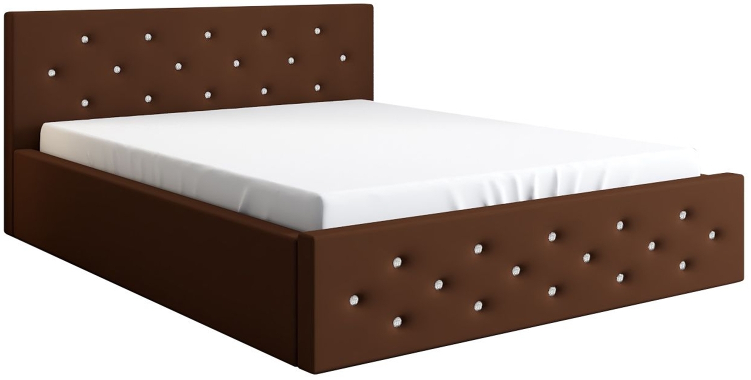 Polsterbett VALI-OM 90x200 ohne Matratze, Bettkasten und Lattenrost. Farbe: Braun 07 Bild 1