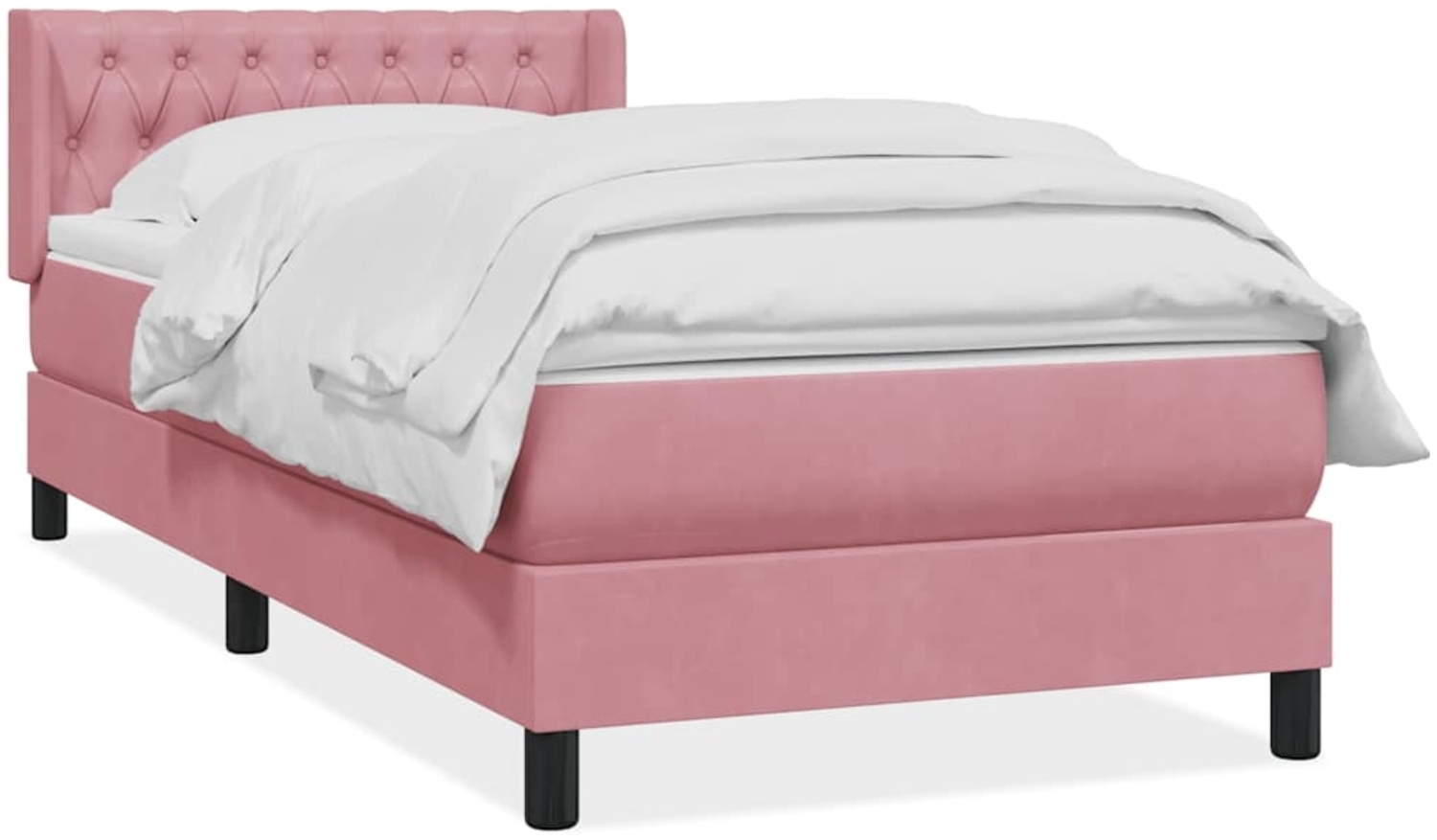vidaXL Boxspringbett mit Matratze Rosa 100x210 cm Samt 3318362 Bild 1