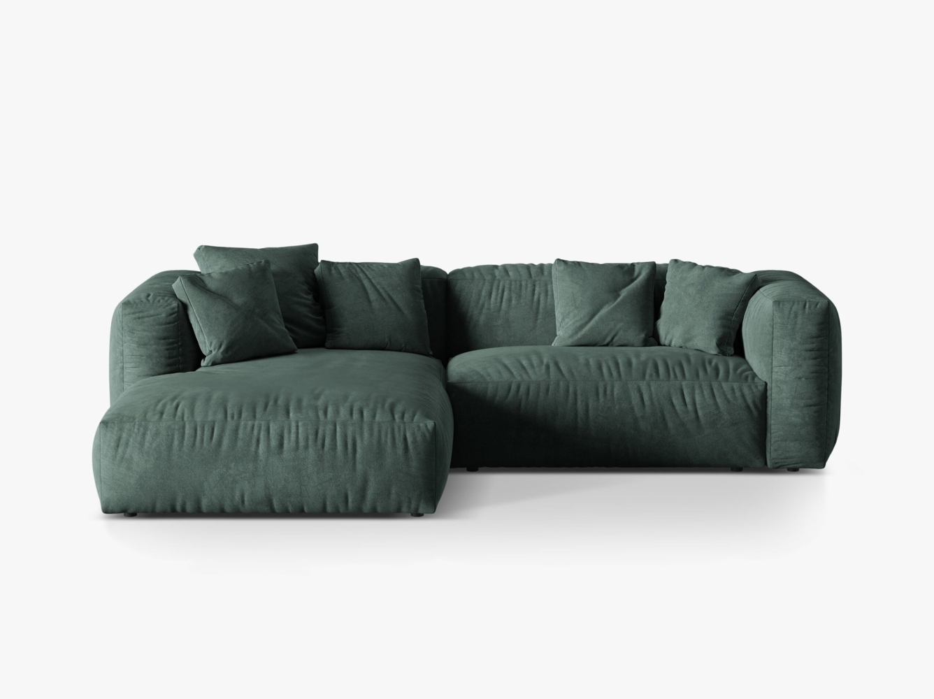 Micadoni Ecksofa Martina 2-Sitzer Samt Petrol Links Bild 1