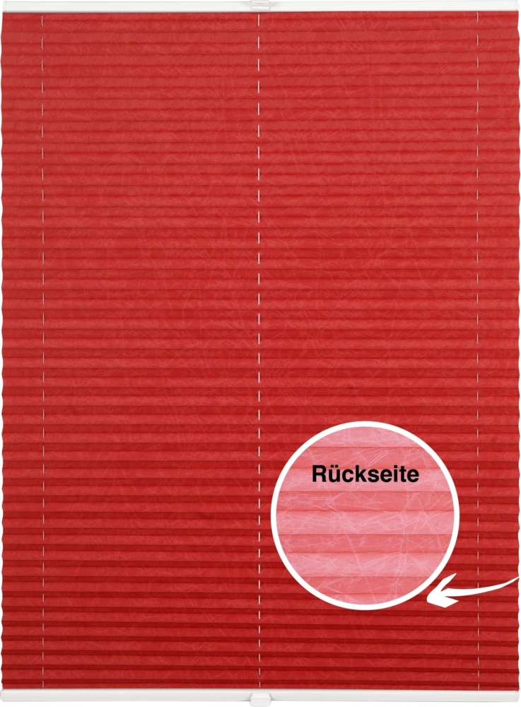 ondeco Plissee auf Maß Crushed-optik für alle Fenster innen, Montage in Glasleiste mit Spannschuh, Sonnenschutz-Rollo, Lichtschutz und blickdicht, Rot-thermo, B): 81-90 cm, H): 101-150 cm Bild 1