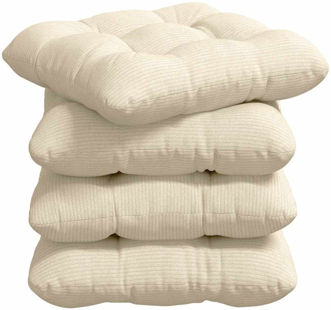 vidaXL Sitzkissen 4 pcs Creme 40 x 40 cm Cordstoff 42015097 Bild 1