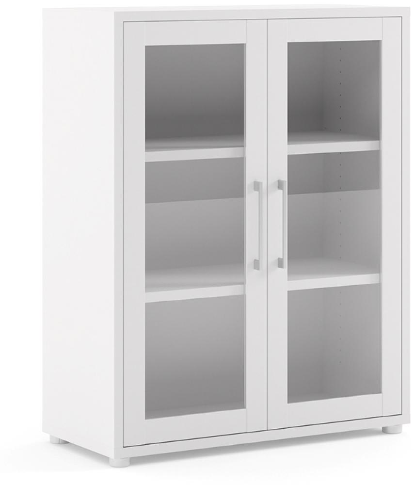 Büroschrank Prisme Vitrinenschrank Ablageschrank Kommode Sideboard Schrank weiß Bild 1