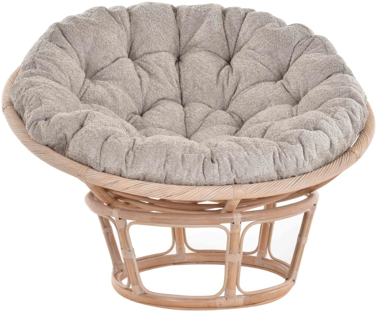 Krines Home XXL-Sessel Papasansessel XXL mit Kissen Relax Papasan Chair (120cm), Natur Rattan Liegesessel Bild 1