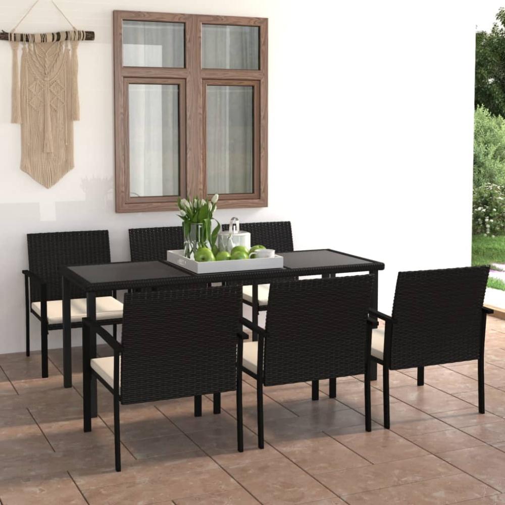 vidaXL 7-tlg. Garten-Essgruppe Poly Rattan Schwarz 3065709 Bild 1